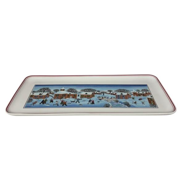 Villeroy & Boch Design Naif Rectangular Platter Gérard Laplau Winter Village - Picture 4 of 7